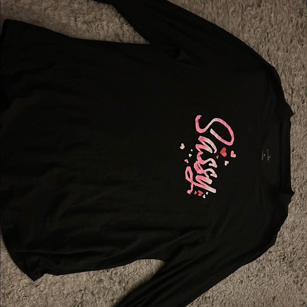 Black Long Sleeve Shirt with Pink 'Sassy' Print